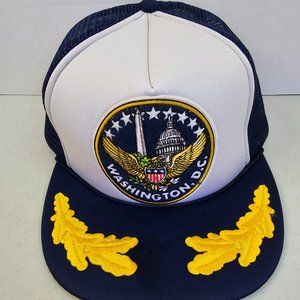 Vintage Washington DC Blue & White Snapback w/ golden oak leaf Mesh Trucker Hat